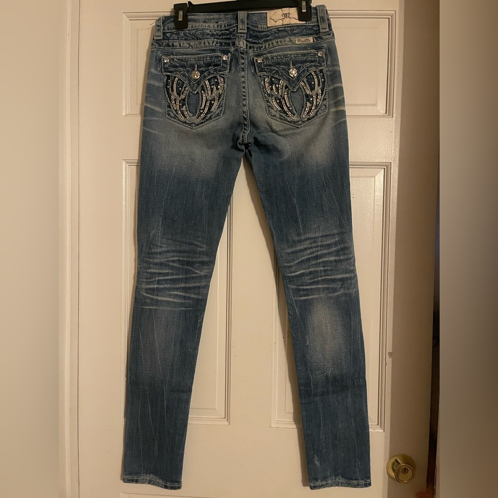 Miss Me Medium Blue Embellished Skinny Jeans